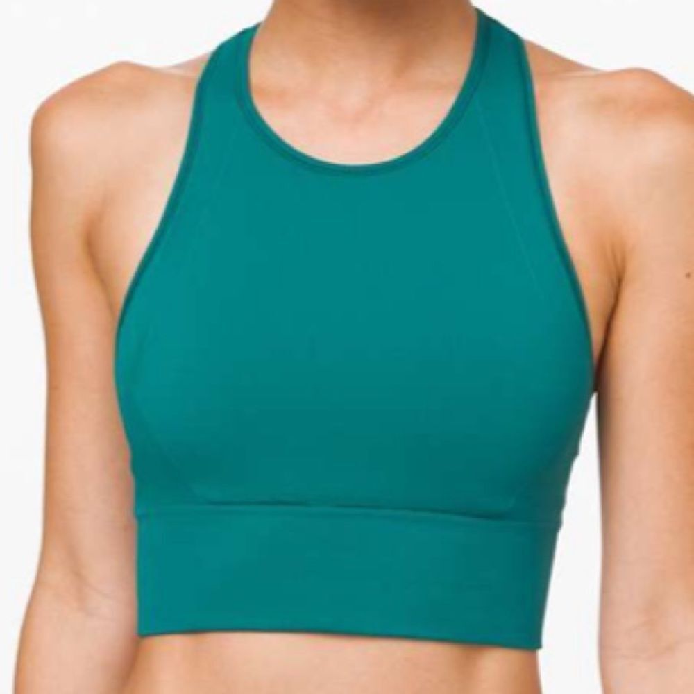 Green Lululemon Ebb to Train Bra Laguna Size 8 Sports Bra Crop Top